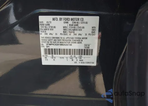2021 Ford Edge Se z USA, uszkodzony, nr VIN 2FMPK3G91MBA04749